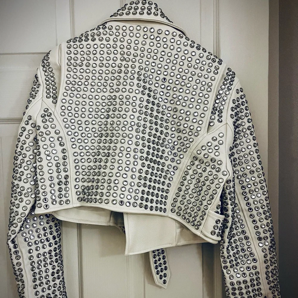 Azalea Wang Gazette Studded Crop Faux Leather Moto Jacket - Picture 6 of 8